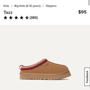 UGG Tazz Kids Slippers in Tan and Red